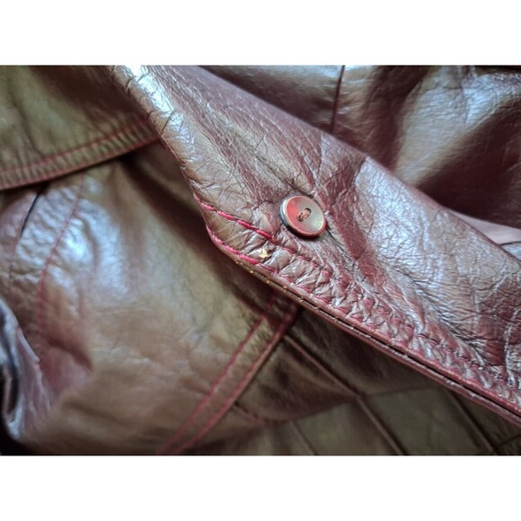 VINTAGE 1970'S Europe Craft Import, Long Jacket, Burgundy, Size 40, Many Pockets - Picture 11 of 16